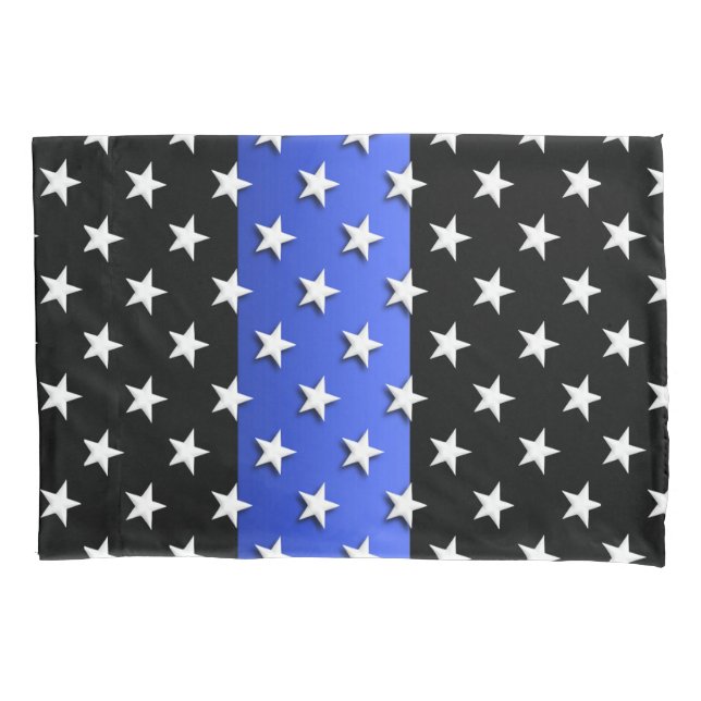 Thin Blue Line Police Stars and Stripes Pillowcase (Front)