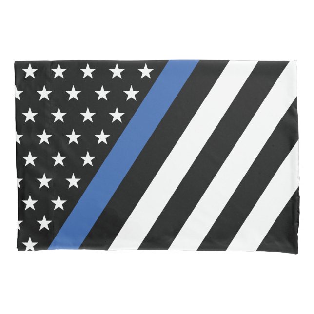 Thin Blue Line Police Stars and Stripes Pillowcase (Front)