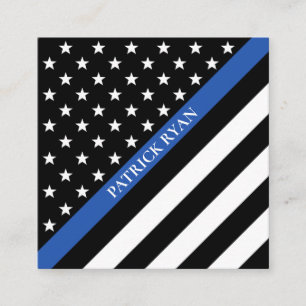 Thin Blue Line Police Stars & Stripes Flag Square Business Card
