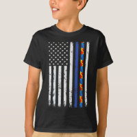 Thin Blue Line Police Support Autism 4th July Mom