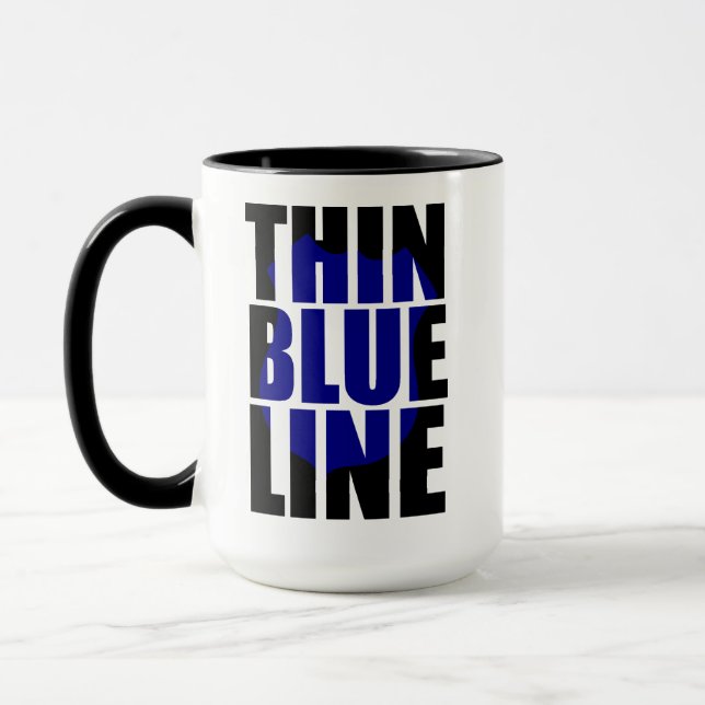 Thin Blue Line Police Support Badge Mug (Left)