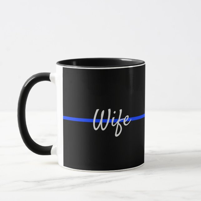 Thin Blue Line Police Support LEO Wife with Name Mug (Left)