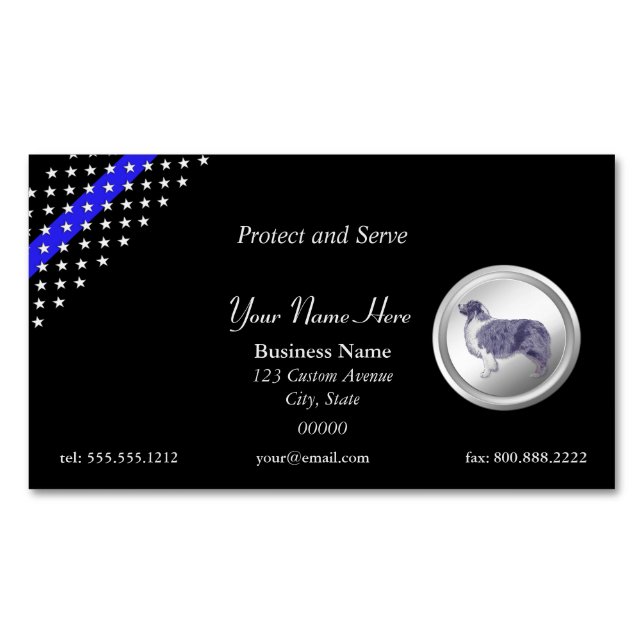 Thin Blue Line Police "The Sheepdog Never Sleeps" Magnetic Business Card (Front)