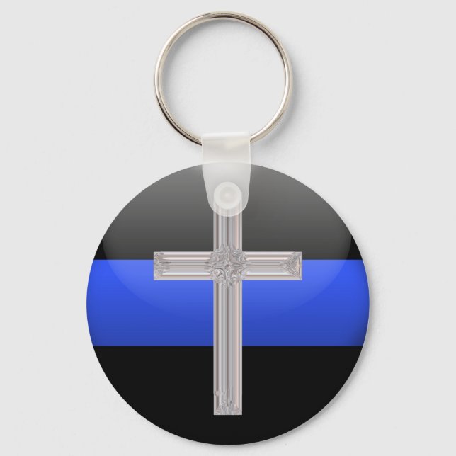 Thin Blue Line Prayer For Safety Keychain (Front)
