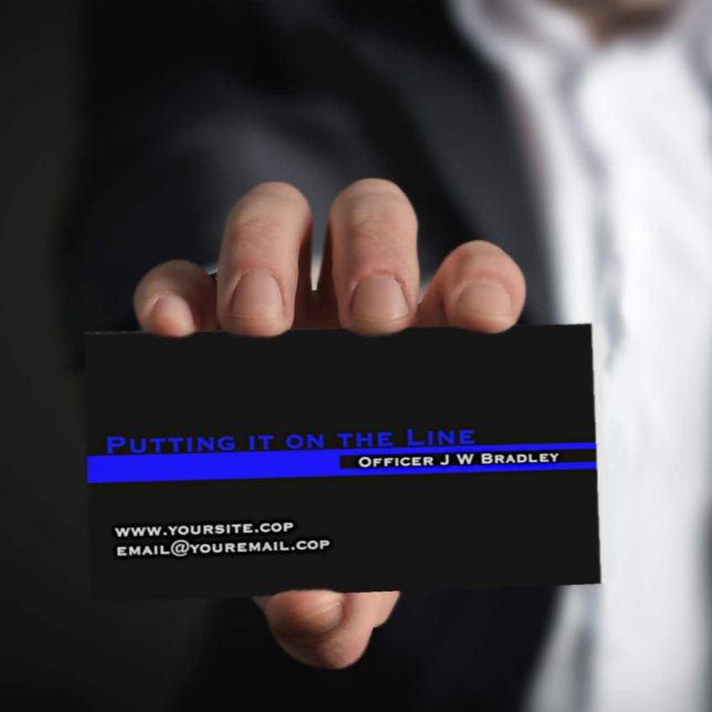 Thin Blue Line Putting it on the Line Police Business Card (Creator Uploaded)