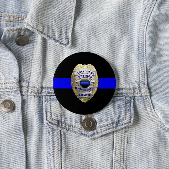 Thin Blue Line Retired Badge Medallion Button (In Situ)