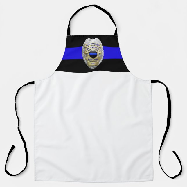 Thin Blue Line - Retired Police Long Apron (Front)