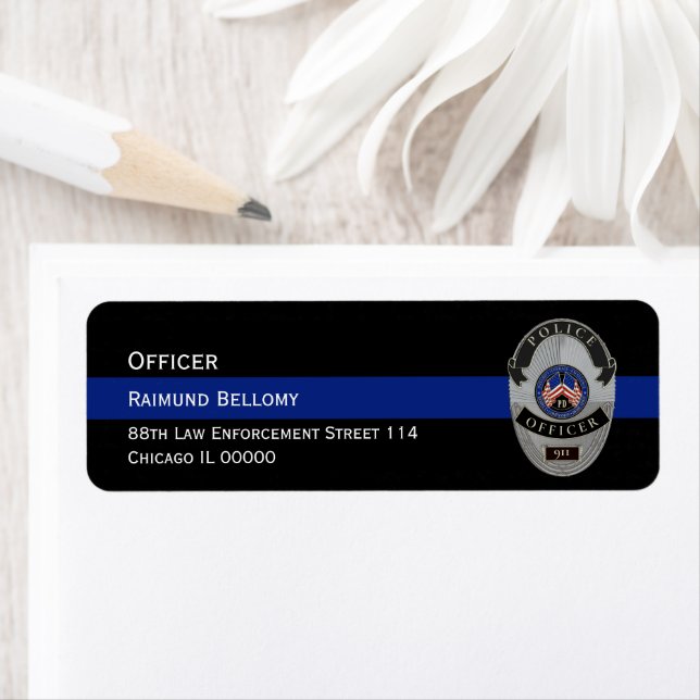 Thin Blue Line Return Address Label (Insitu)