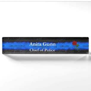 Thin Blue Line - Rose Desk Nameplate