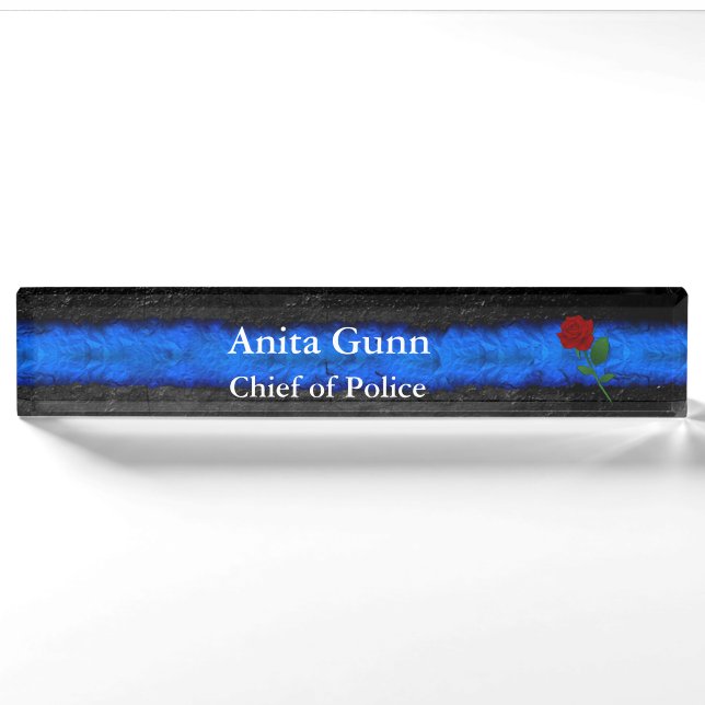Thin Blue Line - Rose Desk Nameplate (Front)