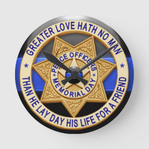 Thin Blue Line Round Clock