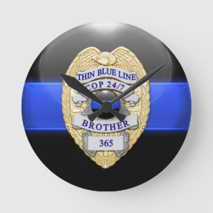 Thin Blue Line Round Clock