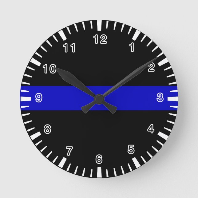 Thin Blue Line Round Clock (Front)