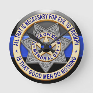 Thin Blue Line Round Clock