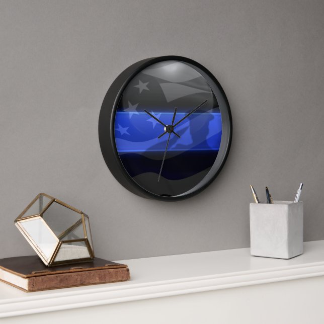 Thin Blue Line Salute Flag  Clock (Office)
