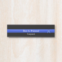 Thin Blue Line - Sergeant Stripes Rank Door Sign