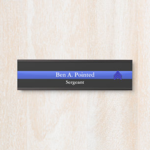 Thin Blue Line - Sergeant Stripes Rank  Door Sign