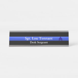 Thin Blue Line - Sergeant Stripes Rank Nameplate