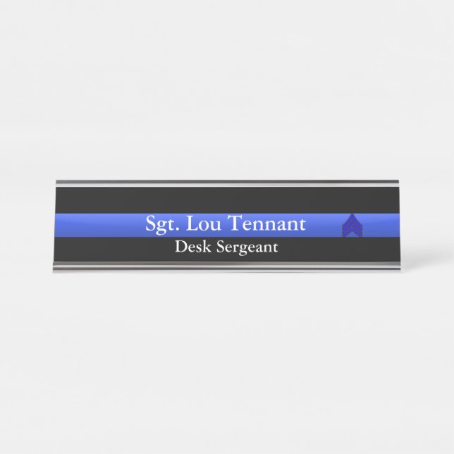Thin Blue Line - Sergeant Stripes Rank Nameplate (Front)
