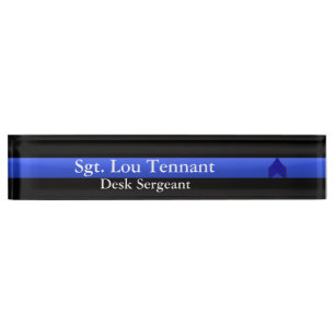 Thin Blue Line - Sergeant Stripes Rank Nameplate