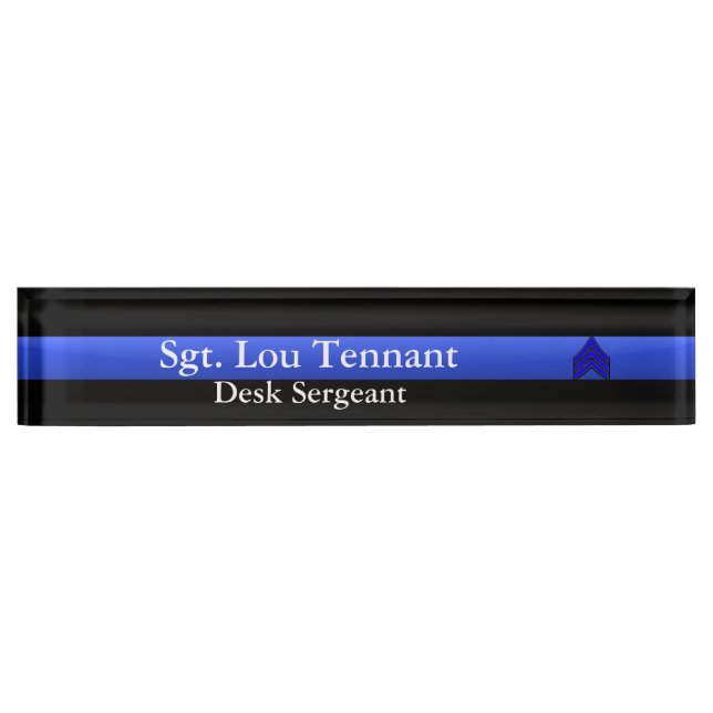 Thin Blue Line - Sergeant Stripes Rank Nameplate (Front)