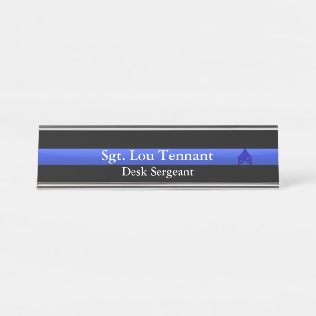 Thin Blue Line - Sergeant Stripes Rank Nameplate (Front)