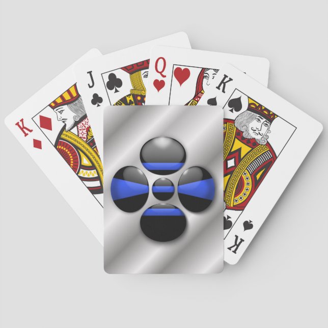 Thin Blue Line Shamrock Button Playing Cards (Back)