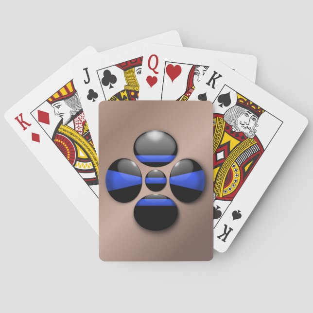 Thin Blue Line Shamrock Button Playing Cards (Back)