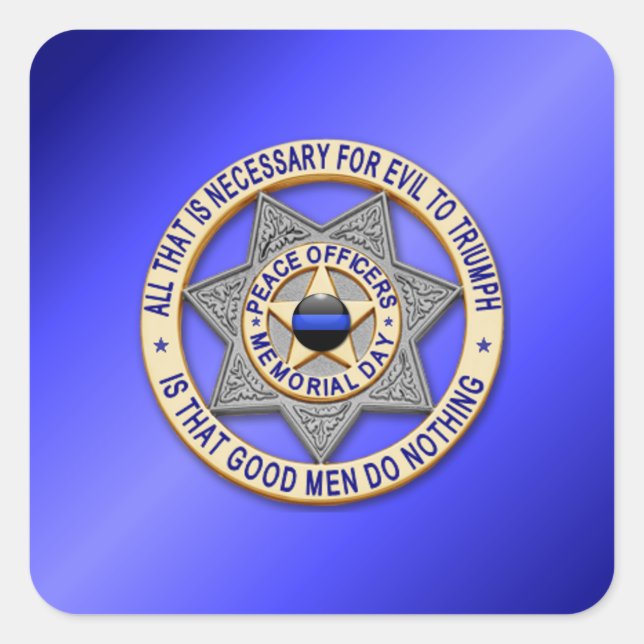 Thin Blue Line Square Sticker (Front)
