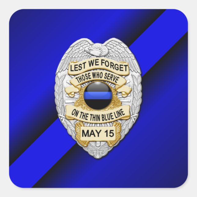 Thin Blue Line Square Sticker (Front)
