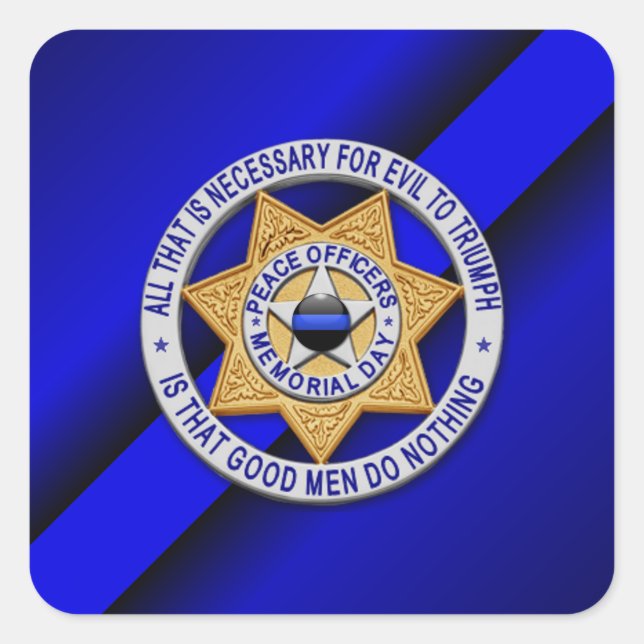 Thin Blue Line Square Sticker (Front)