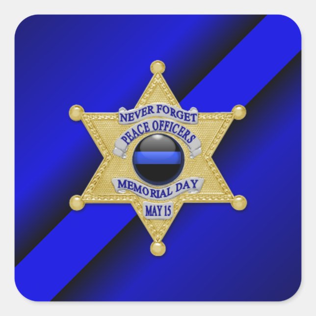 Thin Blue Line Square Sticker (Front)