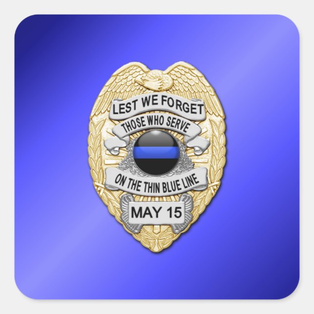 Thin Blue Line Square Sticker (Front)