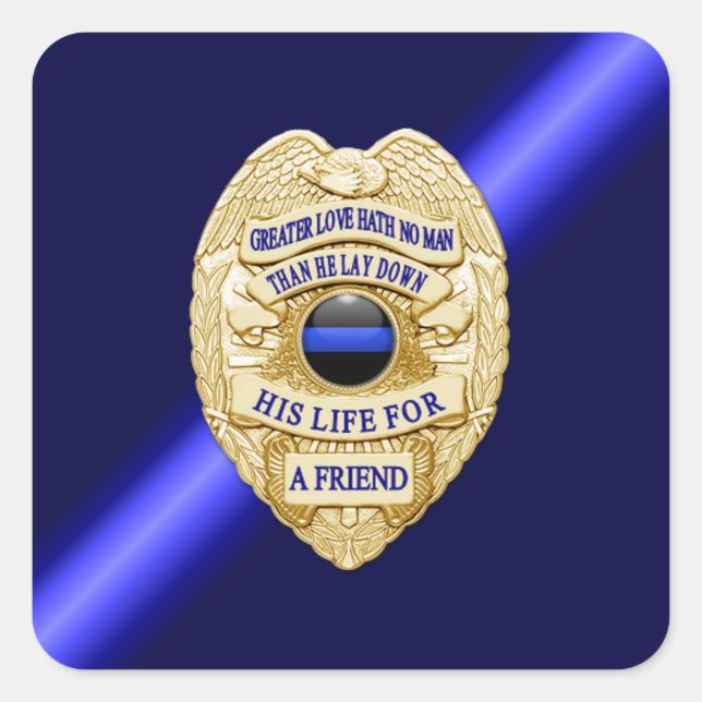 Thin Blue Line Square Sticker (Front)