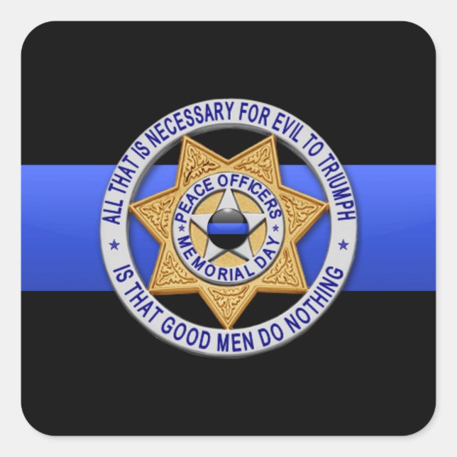 Thin Blue Line Square Sticker (Front)