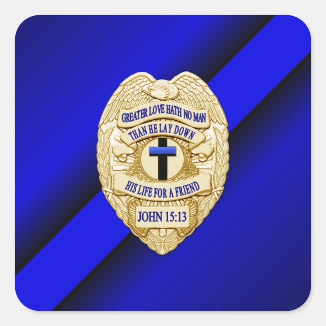 Thin Blue Line Square Sticker (Front)