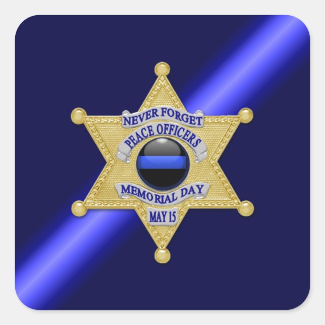 Thin Blue Line Square Sticker (Front)