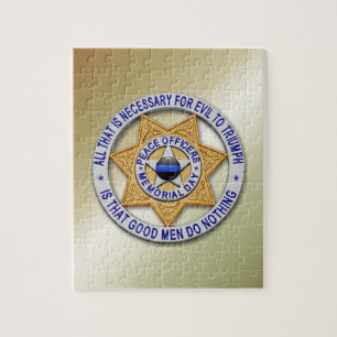 Thin Blue Line Star Badge Jigsaw Puzzle