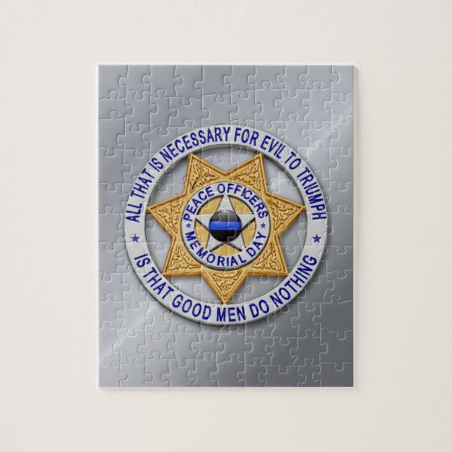 Thin Blue Line Star Badge Jigsaw Puzzle (Vertical)