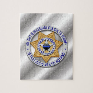 Thin Blue Line Star Badge Jigsaw Puzzle