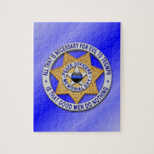 Thin Blue Line Star Badge Jigsaw Puzzle