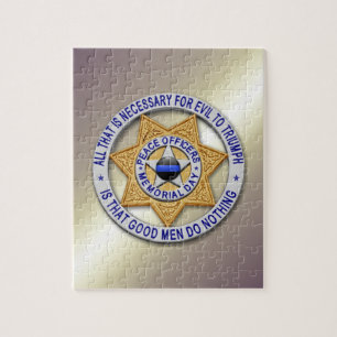 Thin Blue Line Star Badge Jigsaw Puzzle