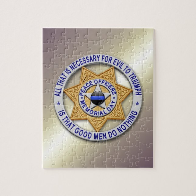 Thin Blue Line Star Badge Jigsaw Puzzle (Vertical)