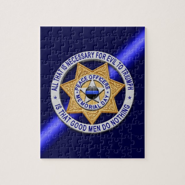 Thin Blue Line Star Badge Jigsaw Puzzle (Vertical)