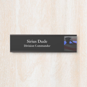 Thin Blue Line - Stars and Stripes Flag Salute Door Sign