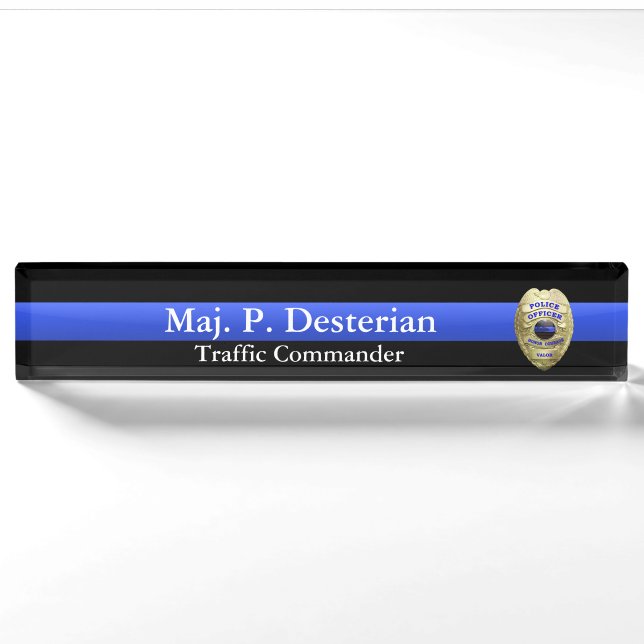 Thin Blue Line - Super Hi Res Police Command Badge Nameplate (Front)