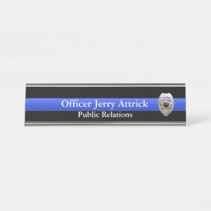 Thin Blue Line - Super Hi Res Police Officer Badge Desk Name Plate