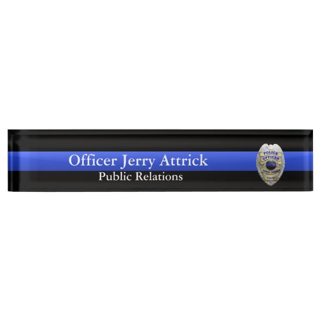 Thin Blue Line - Super Hi Res Police Officer Badge Nameplate (Front)