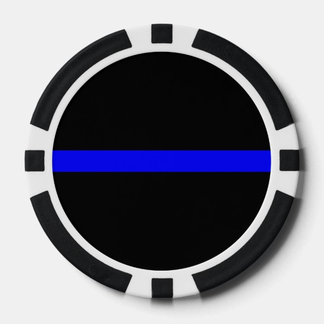 Thin Blue Line Symbolic on on a Poker Chips (Front)