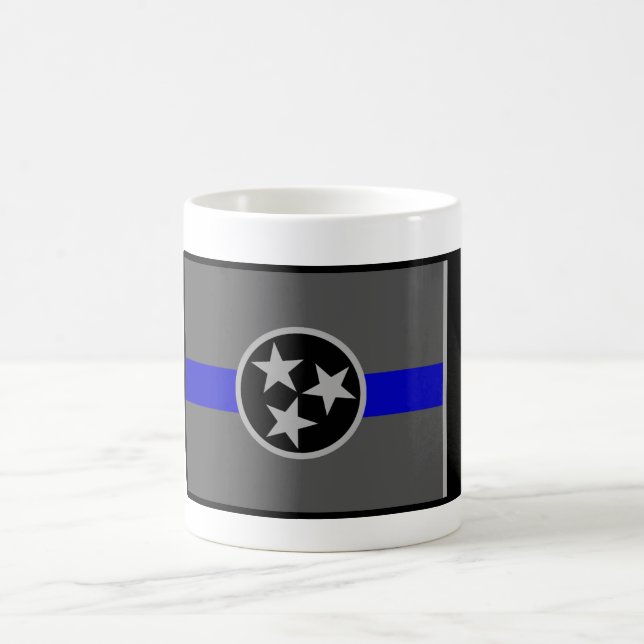 THIN BLUE LINE TENNESSEE STATE FLAG COFFEE MUG (Center)